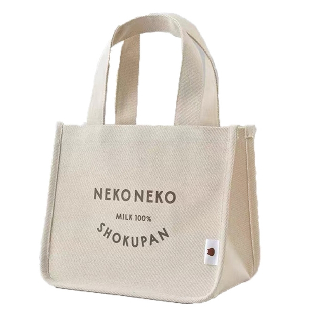 neko-mini-bag-กระเป๋าผ้าแคนวาสแบบถือใบเล็ก-กระเป๋าใส่ข้าวกลางวัน-พร้อมส่ง
