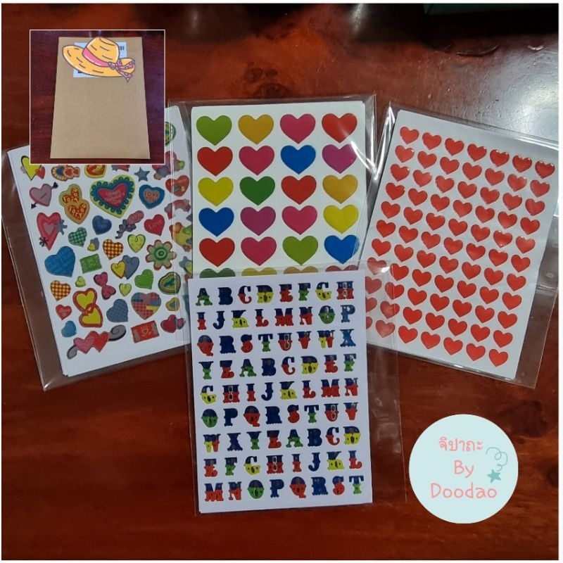 สติ๊กเกอร์-ดาว-หัวใจ-แพ็คมี-5-แผ่น-pvc-sticker-พร้อมส่ง