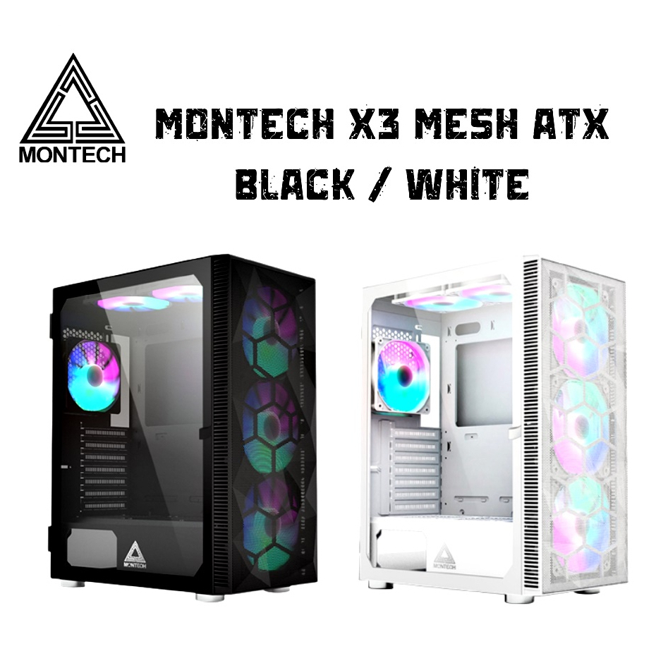 CASE (เคสเกมมิ่ง) MONTECH X3 MESH Lighting RGB ,Tempered Glass | Shopee ...