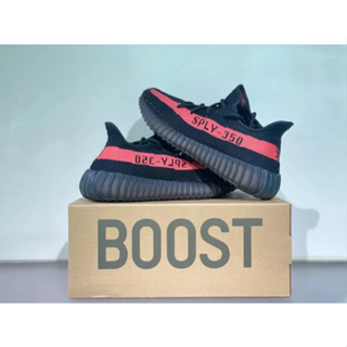 adidas originals yeez boost 350 v2 core black red Black powder style Running shoes Authentic 100% Sports shoes
