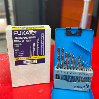 FUKA ชุดดอกสว่านเจาะเหล็ก 13 ตัวชุด HI SPEED STEEL DRILL BIT SET 1/16"-1/4" และ 1.5 - 6.5mm