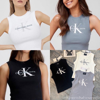 CK tank top🤍🩶🖤(320฿ฟรีส่ง) เสื้อแขนกุดผ้าร่องเล็ก สกรีนและปักโลโก้แบรนด์ดัง งานสวยชนช็อปเลยค่า valen