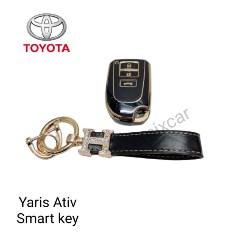 เคสกุญแจรถ-tpu-ตรงรุ่น-toyota-yaris-ativ-smart-key-พร้อมพวงกุญแจ