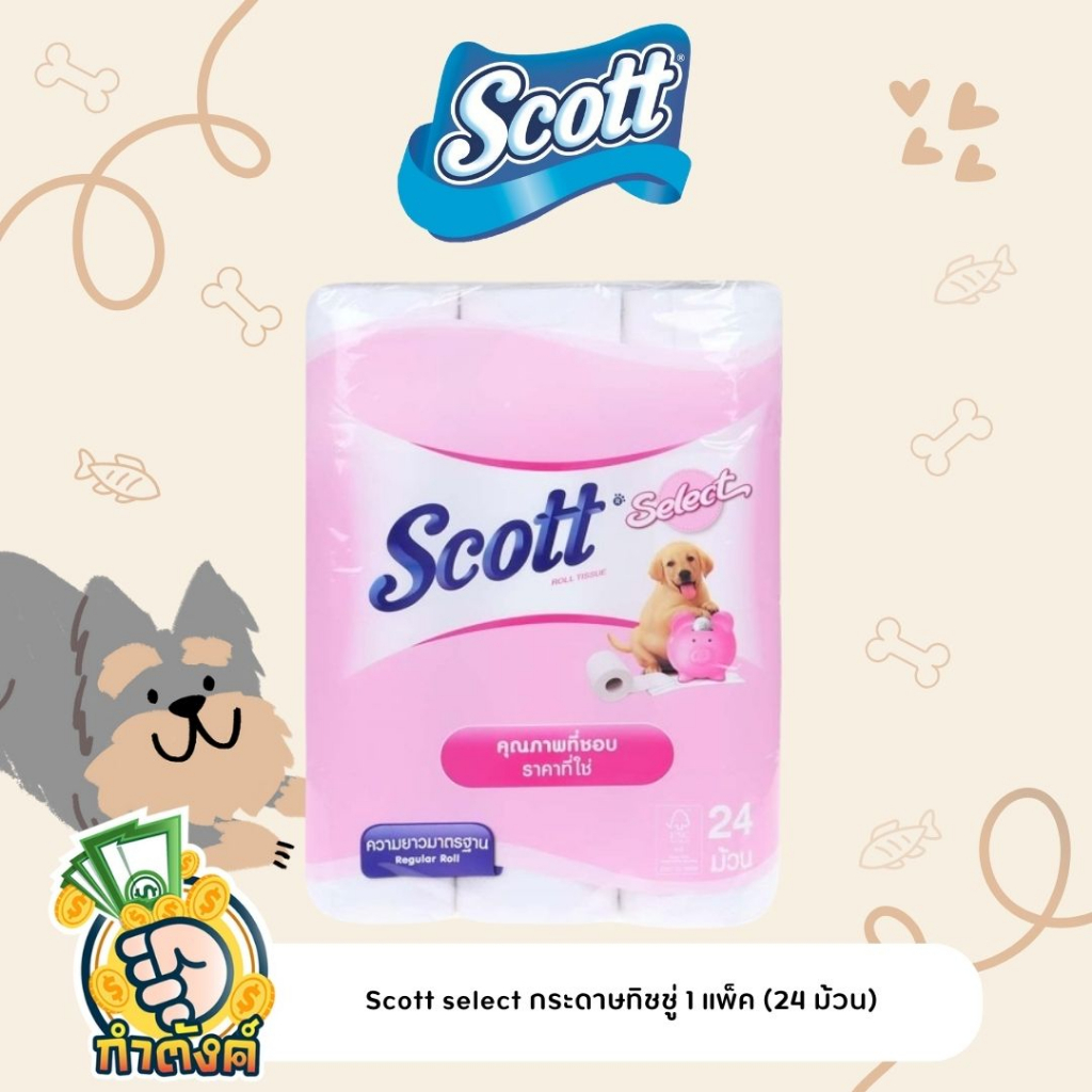 Scott select กระดาษทิชชู่ 1 แพ็ค (24 ม้วน) By กำตังค์ | Shopee Thailand