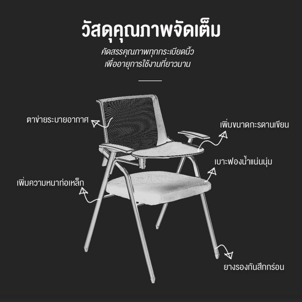 dudee-เก้าอี้นั่งเรียน-รุ่น-dd154-เก้าอี้เลคเชอร์-เบาะนุ่มพนักพิงตาข่าย-พับเก็บได้-ใช้งานสะดวก