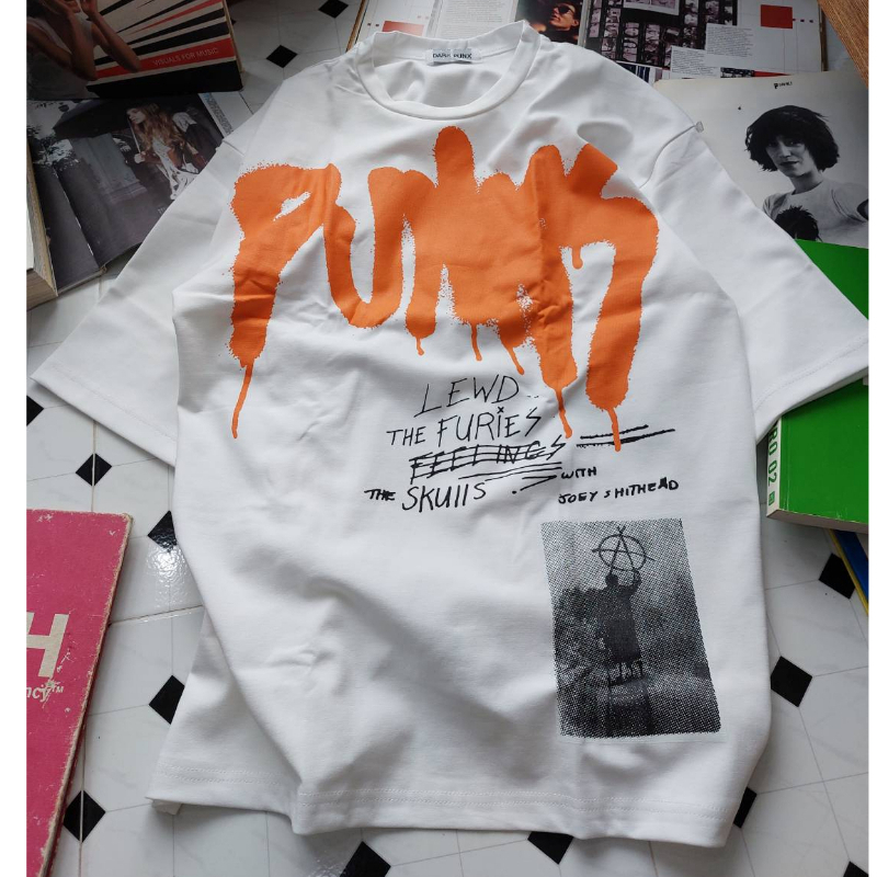 cool-rocker-oversize-t-shirt-by-dark-punx-เสื้อยืดทรงโอเวอร์ไซส์ลาย-punks-ส้ม