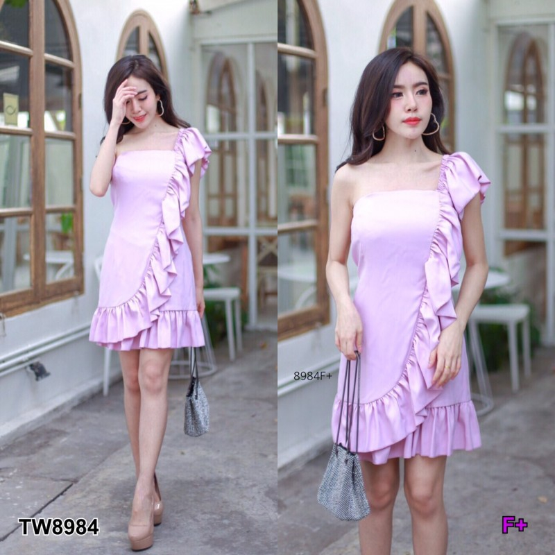 tw8984-dress-เดรสระบลายไหล่เดี่ยว