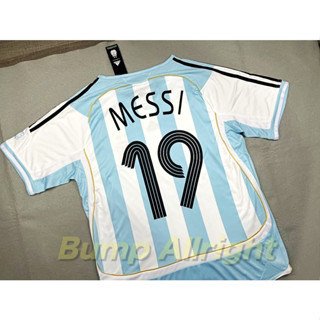 Retro : เสื้อฟุตบอลย้อนยุค Vintage ทีมชาติ อาเจตินา Argentina Home 2006 +19 MESSI ,10 RIQUELME, เสื้อเปล่า !!