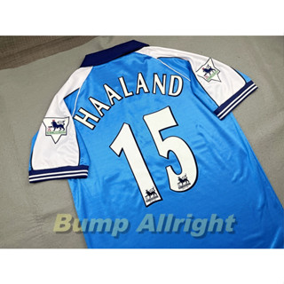 Retro : เสื้อฟุตบอลย้อนยุค Vintage แมนซิตี้ Home 1999 + 15 HAALAND (พ่อ ฮาแล่น) และอาร์ม, เสื้อเปล่า !!