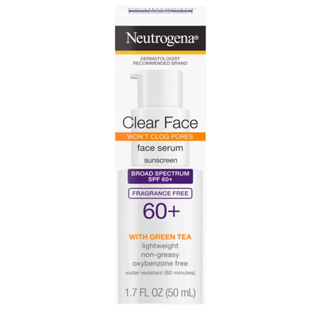 Neutrogena® Clear Face Serum Sunscreen with Green Tea Broad Spectrum SPF 60+ Fragrance Free