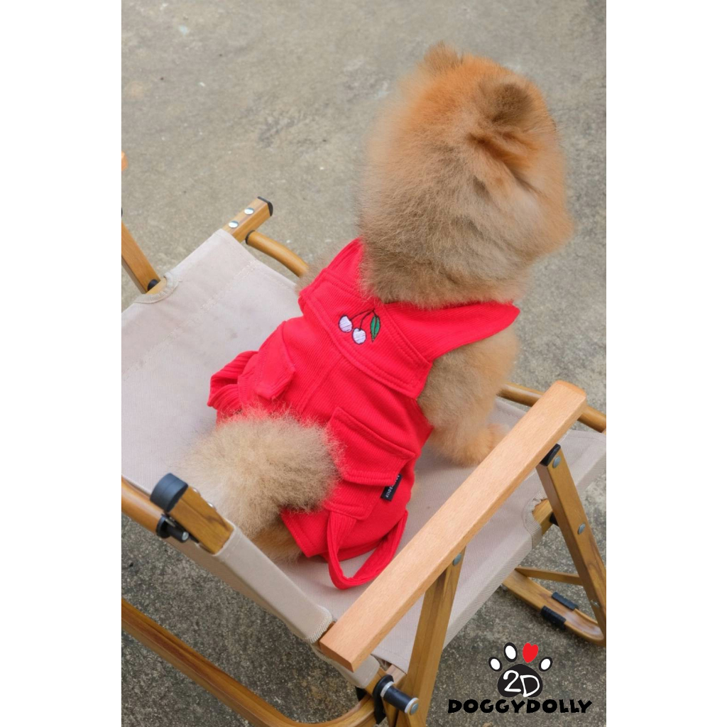 pet-clothes-doggydolly-เสื้อผ้าแฟชั่น-สัตว์เลี้ยง-หมาแมว-ชุดเอี๊ยม-กางเกง-สีแดง-สี่ขา-jumper-ขนาดไซส์-1-9-โล-c412