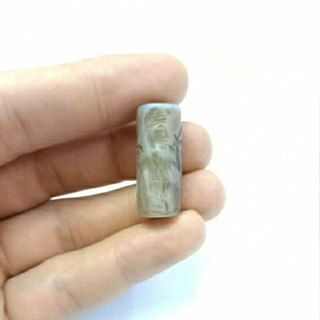 จี้หินอาเกต จี้หินแท้ จี้หินธรรมชาติ จี้หินโบราณ Natural Agate Roman Soldier Intaglio Engraved Pendant Cylinder Bead