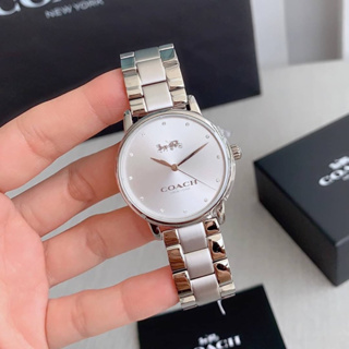 (ผ่อน0%) นาฬิกา Coach Grand Ladies Stainless Steel Watch 14502926 สายสแตนเลส สีเงิน หน้าปัด 36 มม.