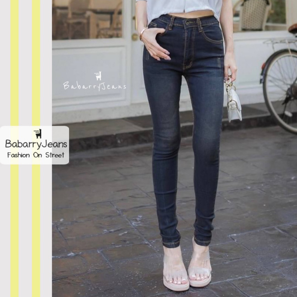 babarryjeans-กางเกงยีนส์ขาเดพ-ผู้หญิง-เอวสูง-สกินนี่-สะกิดขาดนิดๆ-skinny