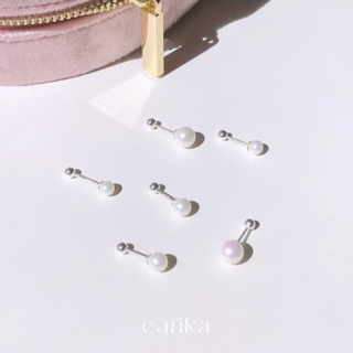 earika.earrings - white pearl dot piercing จิวหูเงินแท้ไข่มุกเม็ดเดี่ยว (ราคาต่อชิ้น)(มีให้เลือก 3 ขนาด) สำหรับคนแพ้ง่าย