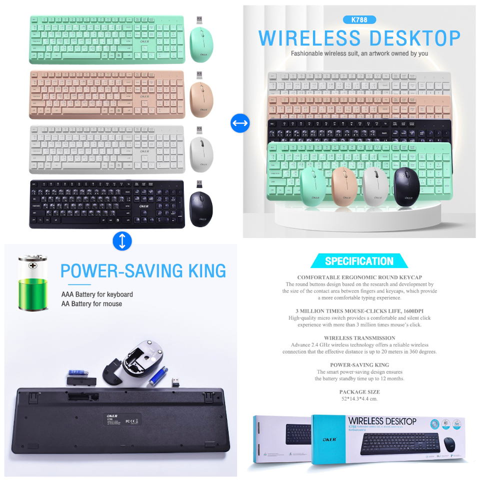 ส่งเร็ว-oker-k788-wireless-desktop-keyboard-mouse-combo-set-green-ชุดคีย์บอร์ด-เมาส์-ไร้สาย-สีเขียว-dm-788