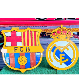 โลโก้เอลกลาชิโก้Barcelona&amp; Real Madrid เหล็กตัดเลเซอร์สเกลยาว60cmความกว้าง59/43cm หนา 3 mm หนัก9kgแข็งแรงคงทนไม่เสียรูป