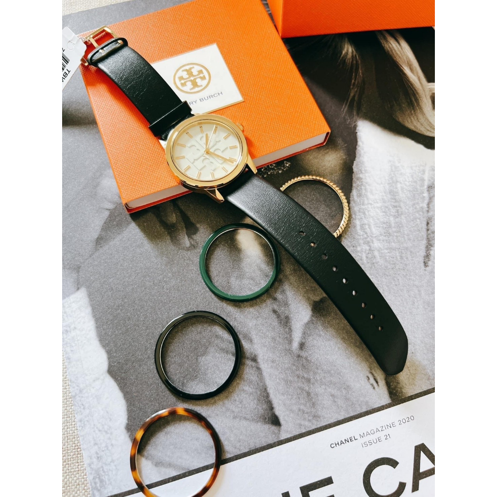 แท้-พร้อมส่ง-นาฬิกา-tory-burch-tbw2018-womens-gigi-black-leather-strap-watch