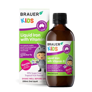 ✈️PRE-ORDER✈️ วิตามินเสริมธาตุเหล็กสำหรับเด็ก BRAUER Kids Liquid Iron with Vitamin B