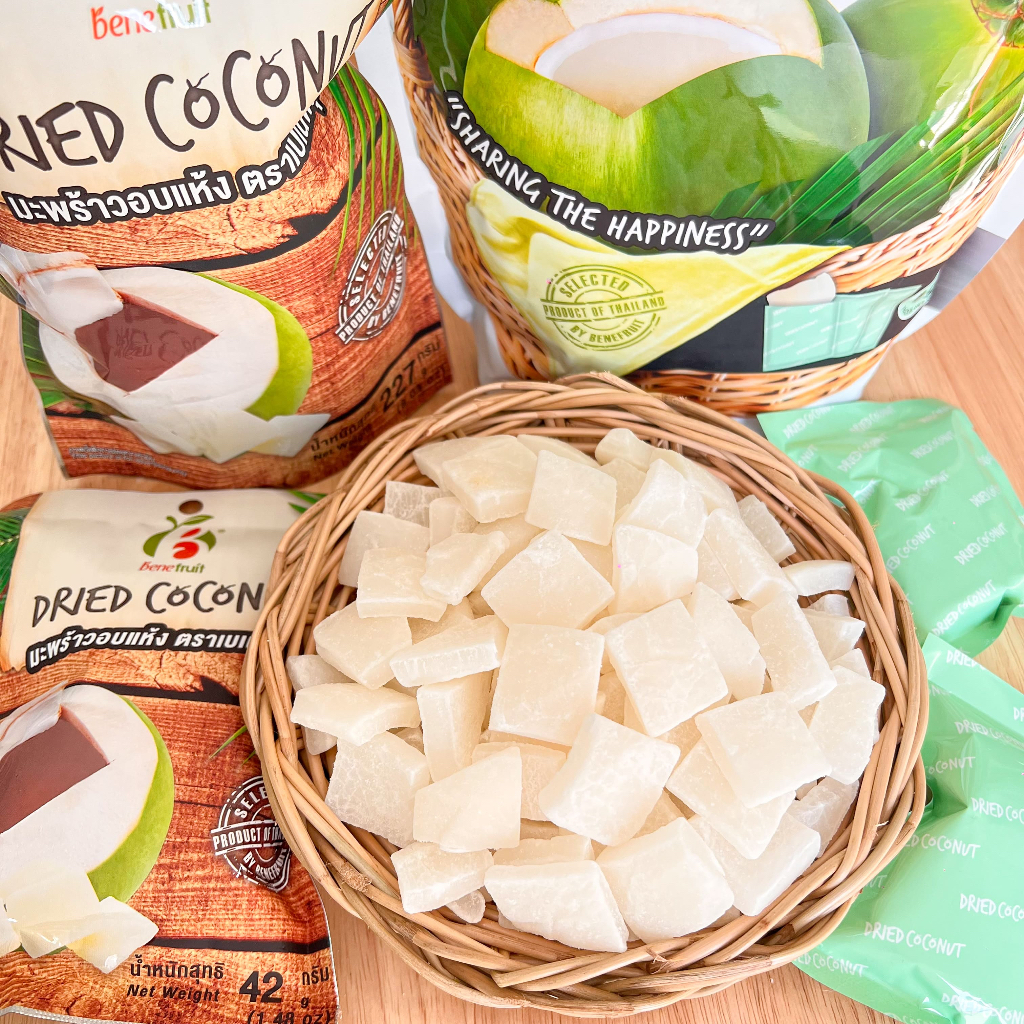 benefruit-มะพร้าวอบแห้ง-เนื้อกรึบ-หอมมัน-หวานน้อย-size-l-285g-ผลไม้เกรดส่งออก-สูตรน้ำตาลต่ำ-premium-dried-coconut