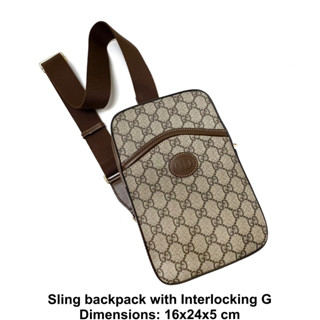 GUCCI Sling backpack with Interlocking G Crossbody Bag ของแท้ 100% [ส่งฟรี]