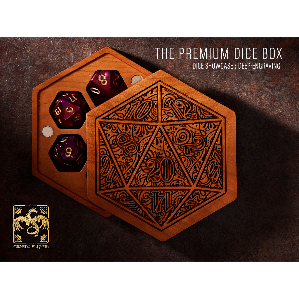 The Dice Ornament Dice Box CHERRY WOOD Premium DnD Dice Box D&D