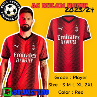 bluu⚽พร้อมส่งจากไทย🇹🇭 เสื้อบอลทีม เอซีมิลาน เหย้า เกรดนักเตะ(Player) ปี 2023/24 AC Milan Home Jersey 2023/24 Player Ver.