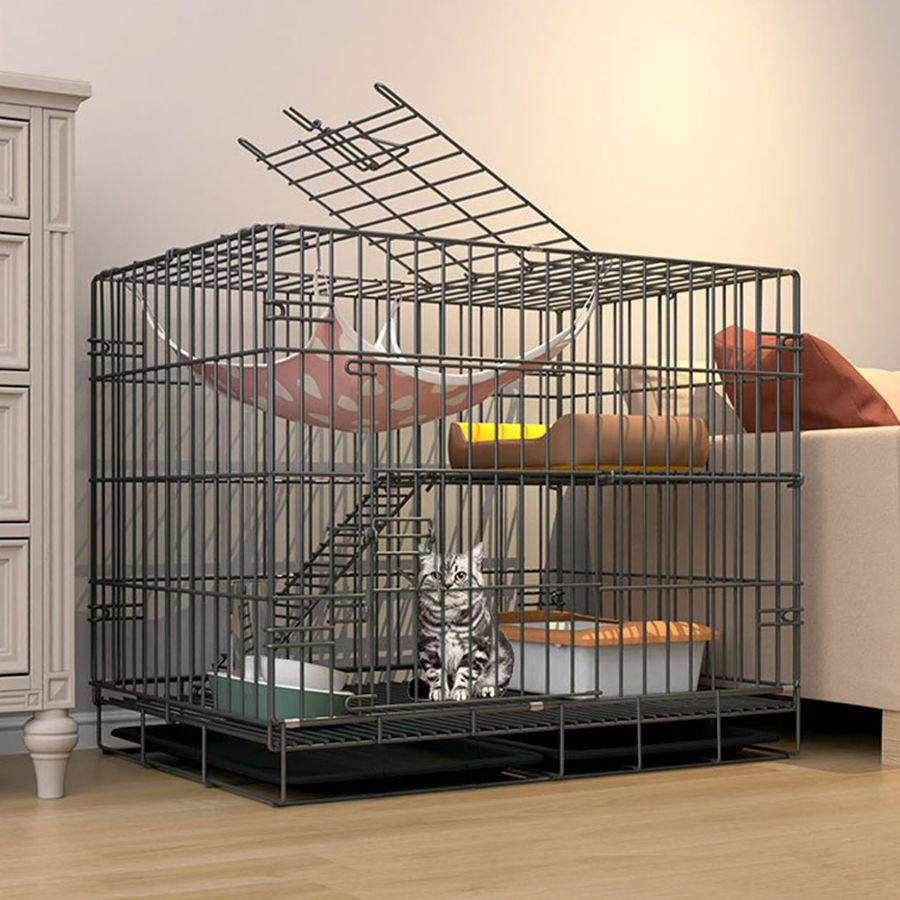 กรงแมวพับได้-60-70-cm-cat-cage-กรงเหล็ก-2-ชั้น-สำหรับแมว-กระต่าย-พับเก็บได้-championcheap