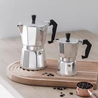 กาต้มกาแฟสด มอคค่าพอท หม้อชงกาแฟ เครื่องชงกาแฟ อลูมิเนียม Moka Pot Stove Top Coffee Maker 3 ถ้วย/150ml Cheers9