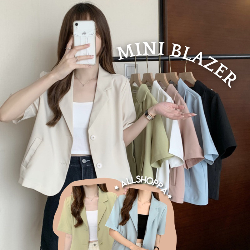 mini-pastel-blazer-allshoppa-เสื้อคลุมเบลเซอร์ทรงครอป-สีพาสเทล-เสื้อคอปก-ลุคทำงาน-ผ้านิ่มใส่สบาย