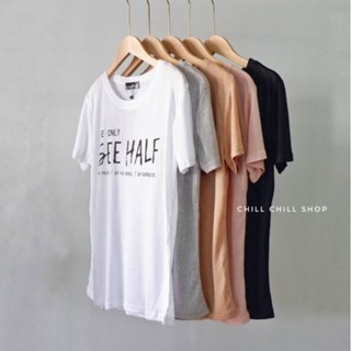 เสื้อยืดคอกลมผ้าสลาฟ​ เนื้อบางเบา​ สกรีนลายเก๋ๆ