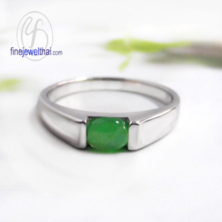 Finejewelthai-แหวนหยก-หยกแท้-แหวนพลอย-แหวนเงินแท้-พลอยประจำเดือนเกิด-Jade-Silver-Ring-Birthstone-R1004jd