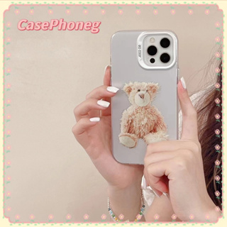 🍑CasePhoneg🍑ป้องกันการหล่น ขอบเต็ม iPhone 11 14 pro max การ์ตูน หมีน้อย เงิน เส้นขอบโปร่งใส case for iPhone 12 13