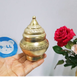 Brass byfa  B1035 ผอบทรงแหลม ตลับทรงแหลม ผอบโบราณ ลายอยุธยา งานบ้านปะอาว