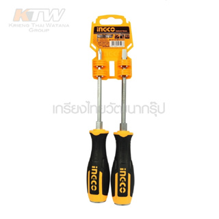 INGCO ไขควงตอกได้ ปากแบน + ปากแฉก ขนาด 5 นิ้ว 2 ตัวชุด รุ่น HSGT680208 / HSGT280208 ( 2Pcs Go-Through Screwdriver Set )B