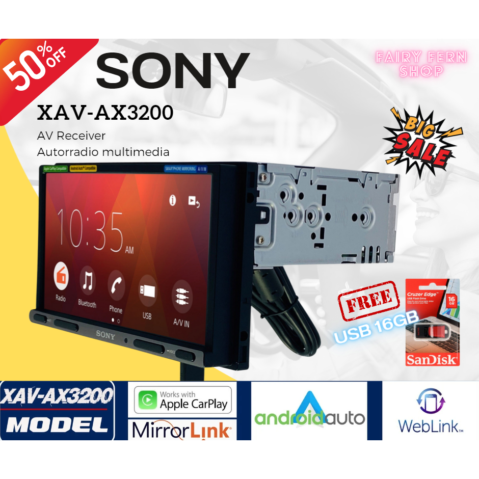 ราคาพิเศษ-จอติดรถยนต์-sony-xav-ax3200-ของแท้-โซนี่-วิทยุติดรถยนต์-มีบลูทูธ-จอ2din-6-95นิ้ว-รองรับ-apple-carplay