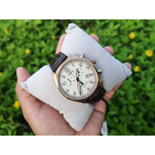 🌺Timex Mens Watch Waterbury Quartz Chrono Tan Dial Brown Leather Strap TW2R88300 นาฬิกา​ ( มือ​1 แท้)​ แกะ​กล่อง