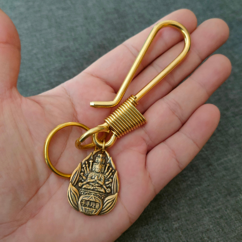 barel-handman-ทองเหลือง-แท้-พวงกุญแจ-ทองเหลืองแท้-พวงกุญแจรถยนต์-พวงกุญแจเท่ๆ-brs-kc-senju