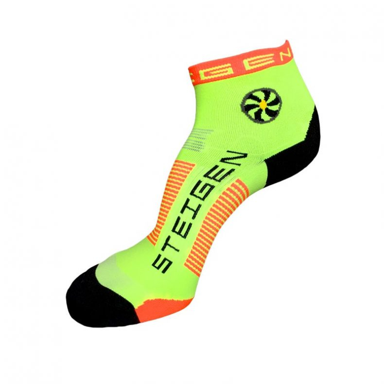 steigen-running-socks-1-4-length-ลาย-fluro-yellow-ถุงเท้าวิ่ง-เนื้อผ้ายืดหยุ่น