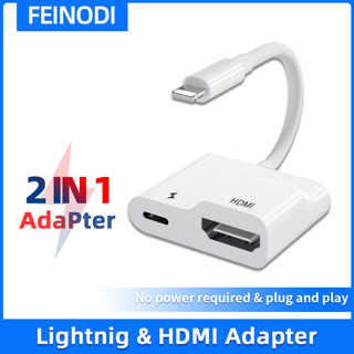 FEINODI HDMI Adaptor, ios Digital AV Adaptor พร้อมพอร์ตชาร์จ สำหรับ iOS, tablet ,สำหรับ HD TV Monitor 1080p
