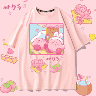 Nintendo อะนิเมะร่วมหญิงเสื้อยืดแขนสั้นขนาดใหญ่สบายๆ Star Kirby หญิงเสื้อผ้าฤดูร้อน