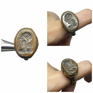 แหวนหินแจสเปอร์ หินแท้ธรรมชาติ ขนาด 58 แกะสลักโรมัน Natural Old Jasper Roman Intaglio Engraved Ring Size 58