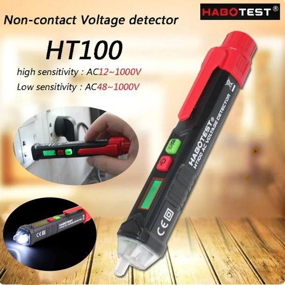 พร้อมส่งจากไทย-habotest-ปากกาลองไฟ-ปากกาวัดไฟ-ปากกาเช็คไฟ-ht100-แบบไม่สัมผัส-non-contact-มีเสียงและแสงแจ้งเตือน