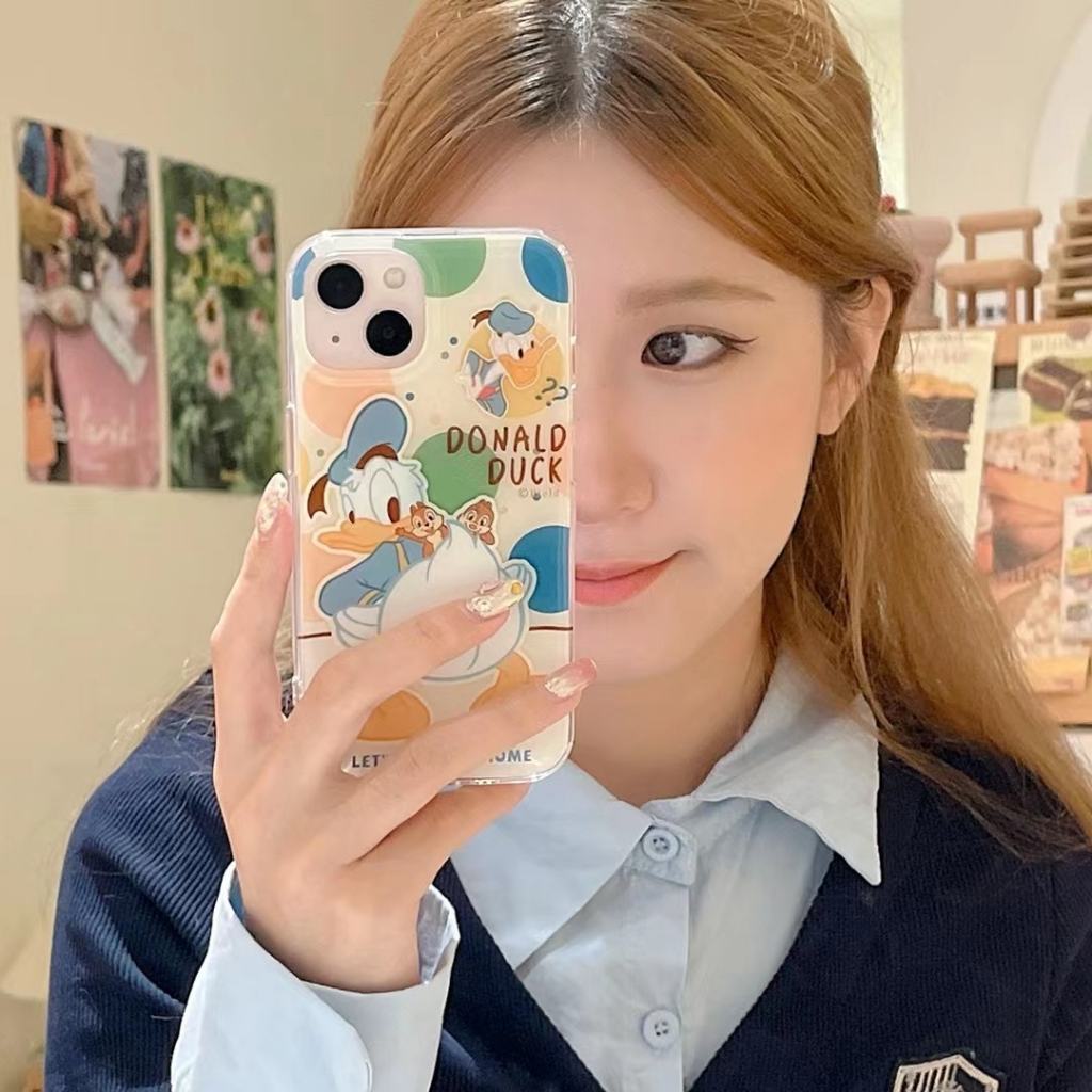 casephoneg-จัดส่งภายใน24ชม-ขอบเต็ม-iphone-11-14-pro-max-การ์ตูน-donald-duck-เส้นขอบโปร่งใส-น่ารัก-case-for-iphone-12-13