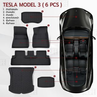 MLIFE - พรม 3D TESLA Model 3 หนาพิเศษ พรมปูพื้นรถยนต์ XPE ผ้ายางปูพื้นรถ พรมรถยนต์ พรมหน้ารถ - Car Floor Mat
