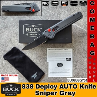 มีดBUCKแท้ รุ่น838 Deploy Gray Auto Knife มีดAuto ใบมีด 154CM ด้าม Gray Cerakote coated aluminum Made in U.S.A.