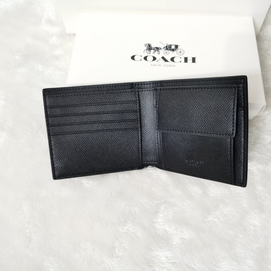 แท้-ปลอดภาษี-coac-h-กระเป๋าสตางค์ผู้ชายและผู้หญิง-กระเป๋าใส่เหรียญแบบสั้นหนัง