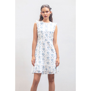 EP เดรสลายฟลอรัลแต่งลูกไม้ ผู้หญิง | Floral Print Dress with Lace Detail | 04687