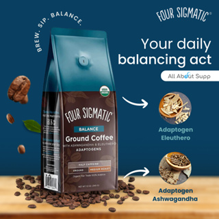 กาแฟโสมเพื่อสุขภาพ ☕🍄 Four Sigmatic Ashwagandha &amp; Eleuthero Adaptogen Ground Coffee Medium Roast 340G