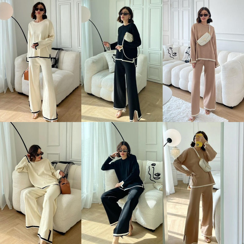 Apricot Long Sleeve Button Top And Drawstring Pants Set
